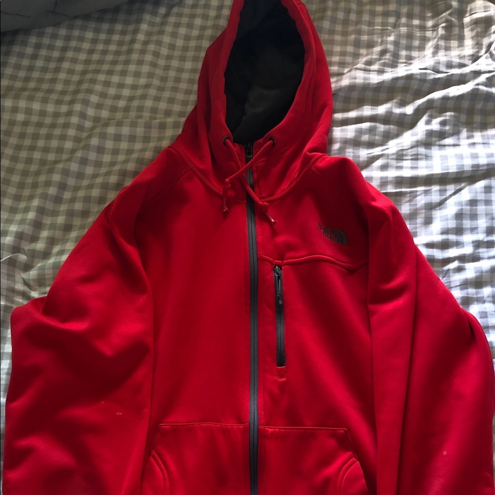 North Face Red Zip Up Hoodie
